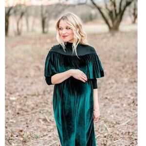 Elegant Green Velvet Maternity Dress